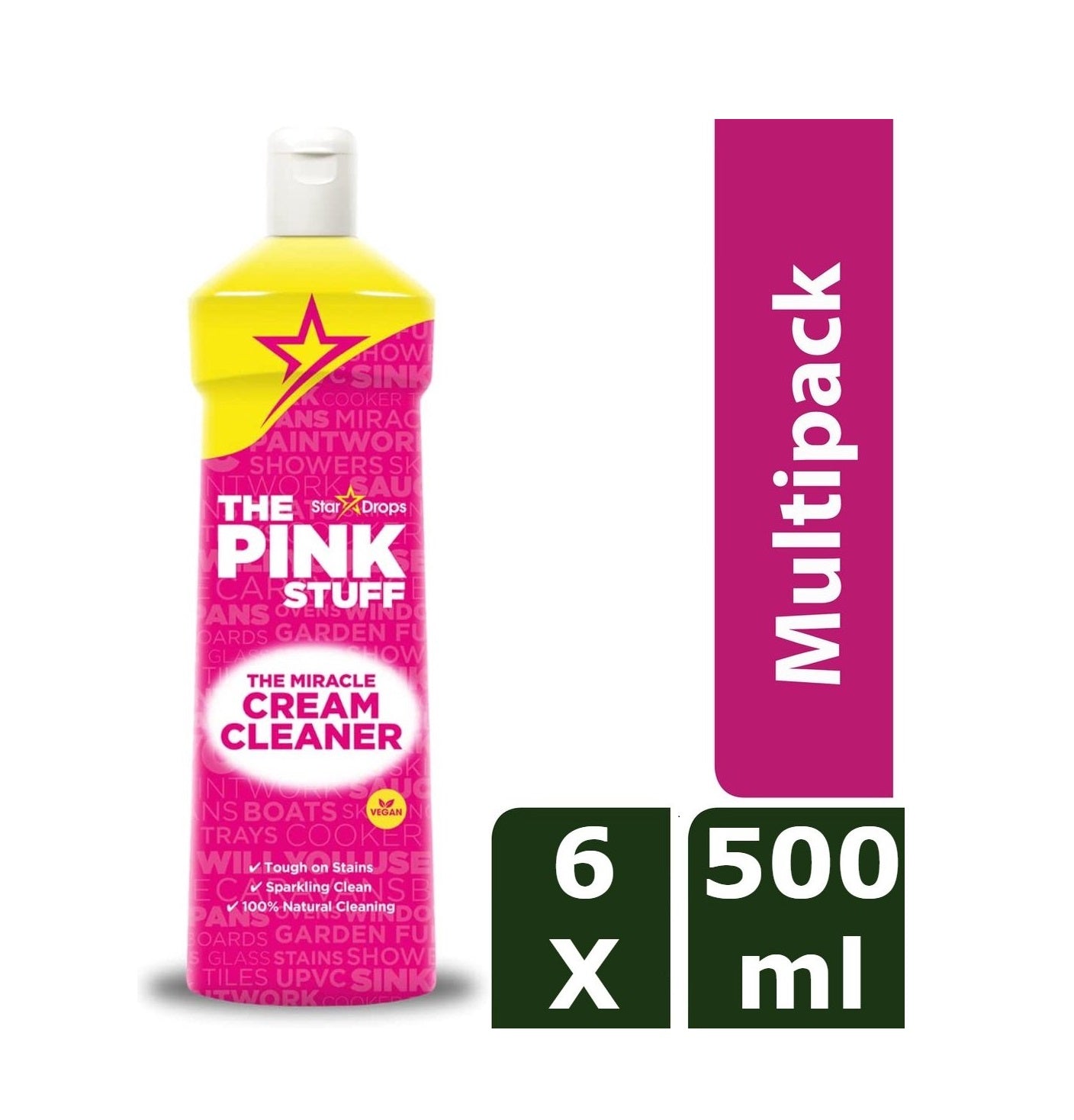 O Pink Stuff Creme de Limpeza Schuurmiddel - embalagem económica de 6 x 500 ml - Ecológico