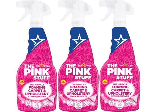 O Pink Stuff - Removedor de Manchas Espumoso para Carpetes e Estofos 500 ml - 3 pack