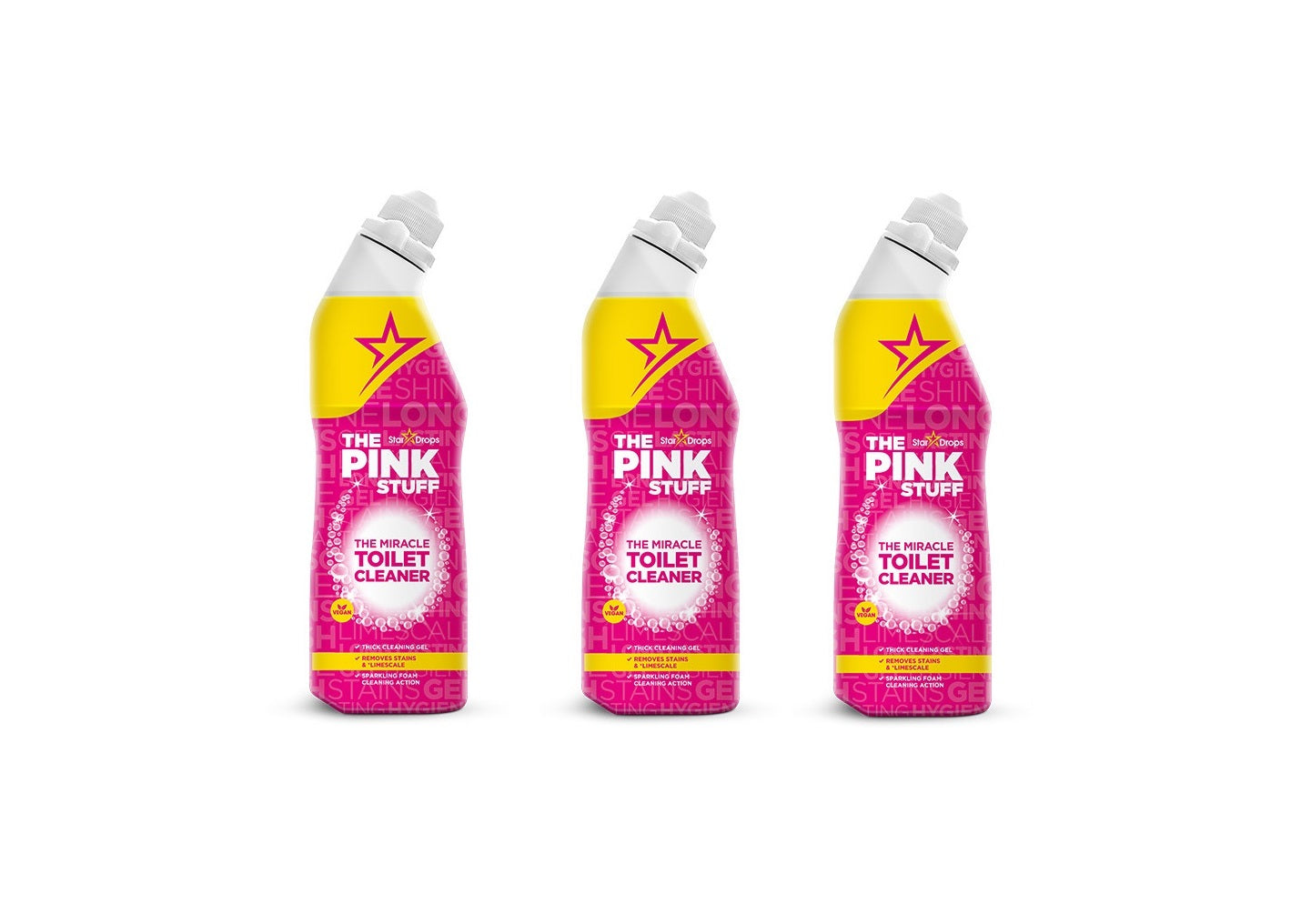 Pink Stuff - 3x 750 ml - Stebuklingas tualeto valiklis - STEBUKLINGAS valymo priemonė - Stebuklingas valiklis