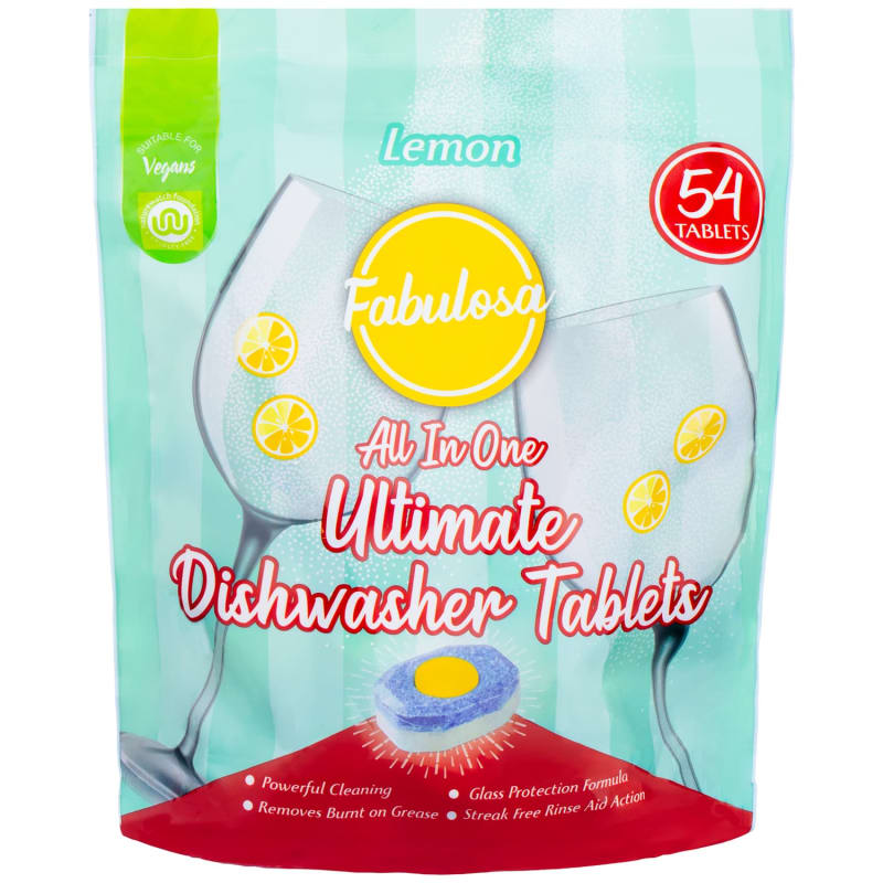 Fabulosa Vse v enem končni tableti za pomivanje posode – 54 tablet, limonina sorbet