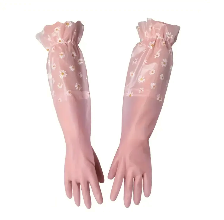 Guantes Rosados con Flores