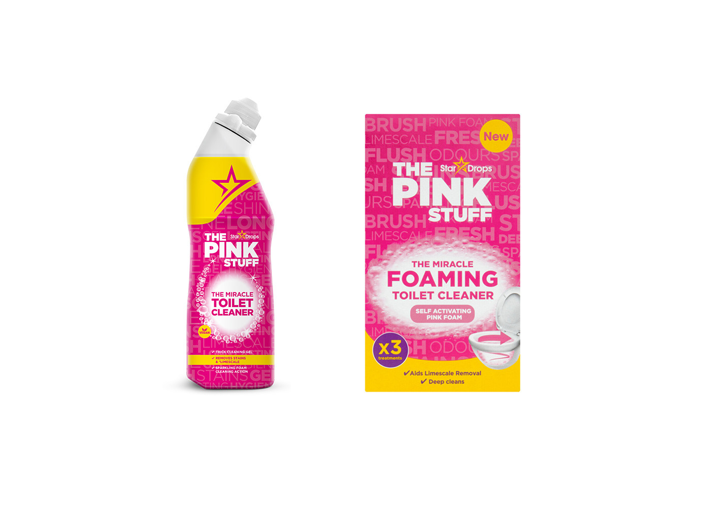 The Pink Stuff WC set - Sredstvo za čišćenje WC školjke 750ml & Toilet Poeder