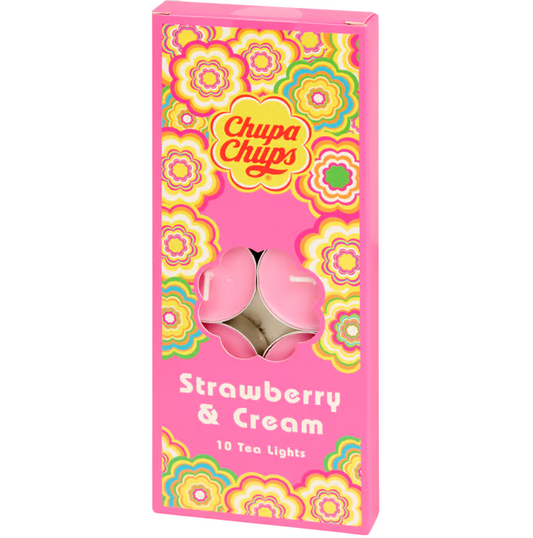 Chupa Chups Velas de té con aroma 10 piezas - Fresa y Crema