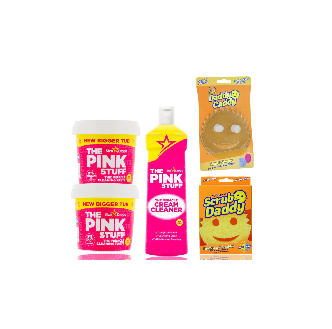 Schrob bundel - Scrub Daddy , Daddy Caddy, Pink Stuff Pasta, Cream Cleaner