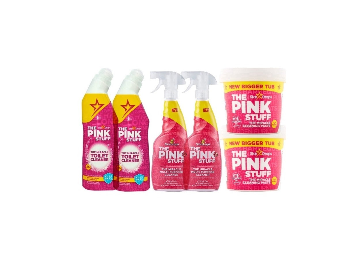 Pink Stuff Ultimativni Paket - 2x Sprej 750 ml - 2x Čistač WC-a 750 ml - 2x Čarobna Pasta 850 grama