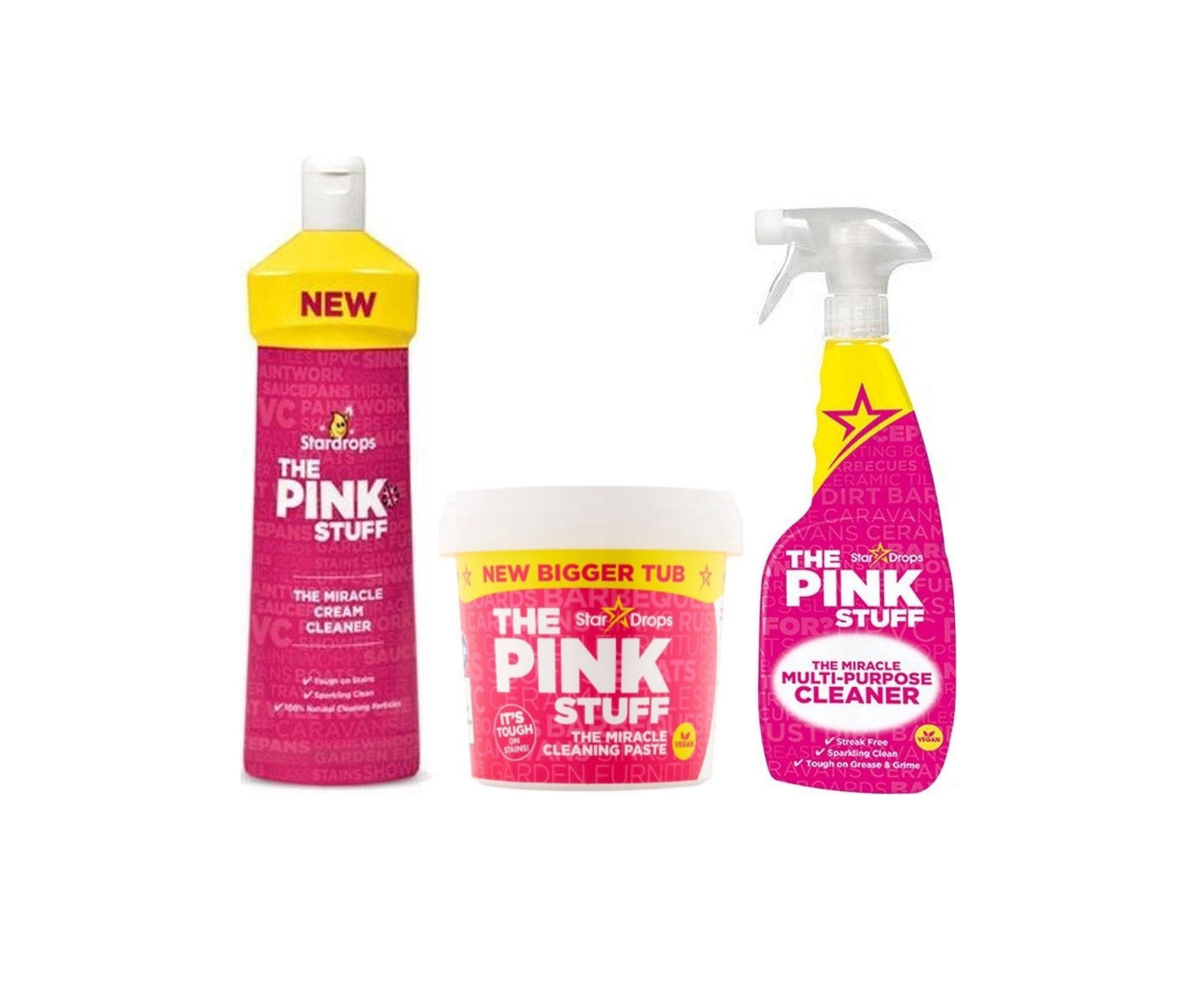 Stardrops The Pink Stuff Paketti - Kermapuhdistaja 500ml + Pink Stuff Pasta 850g + Multi Allesreiniger Spray 750ml